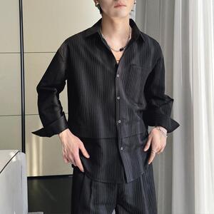 2025春夏男士高级条纹肌理感落肩设计感宽松潮牌衬衫A202CS621P70图片