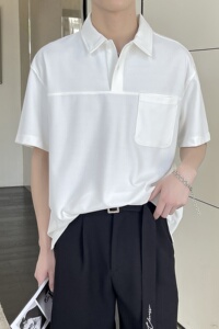 2025夏季新款宽松轻奢百搭男士短袖Polo衫落肩上衣A202T2010P55图片