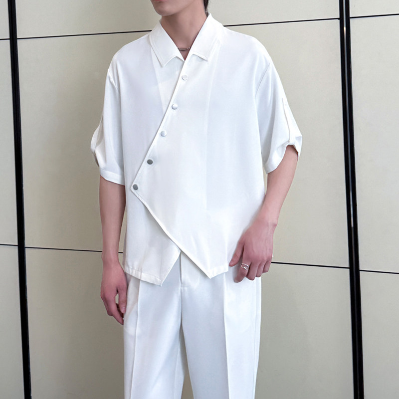 2025夏新款男士新中式休闲衬衫冰丝透气翻领宽松上衣A202CS519P60,男装衬衫,星座1311（原A202）
