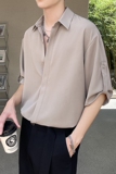 2025夏季新款高级感冰丝轻熟风暗扣短袖衬衫抖音A202CS119P60，男装T恤，星座1311（原A202）