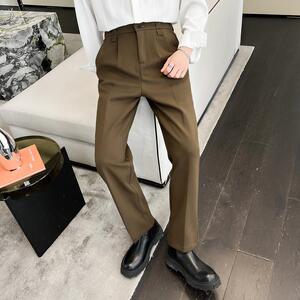 2025秋冬厚新款男毛呢小直筒裤高级感休闲裤保暖长裤A202K2403P65图片