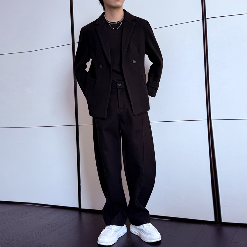 2025秋冬毛呢加厚宽松西装套装阔腿弯刀裤两件套1311TZ6116P215,男装休闲套装,星座1311（原A202）