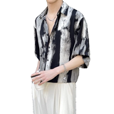 2025夏季新款男士风轻熟风印花短袖衬衫抖音A202CS6002P55，男装T恤，星座1311（原A202）