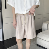 夏季新款宽松条纹短裤男中裤百搭褶皱垂感男裤A202DK059P50，男装牛仔裤，星座1311（原A202）