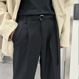 2025春夏新款男休闲裤腰带设计西裤宽松小直筒西装裤A202K2291P65，男装西服套装，星座1311（原A202）