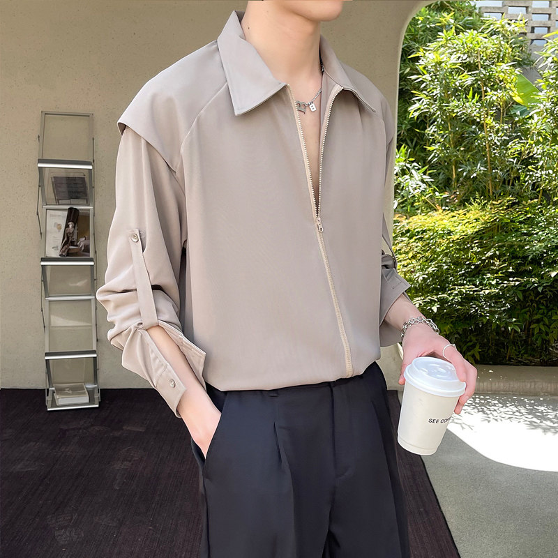 新款男轻熟调节长短袖设计衬衫免烫垂坠衬衣A202CS618P65图片