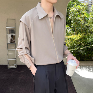 新款男轻熟调节长短袖设计衬衫免烫垂坠衬衣A202CS618P65图片