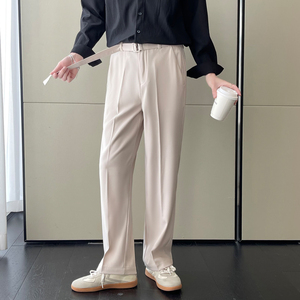 新款男可卸腰带直筒裤宽松休闲裤轻熟风长裤A202K1007P65图片