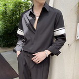 2025春夏新款轻熟风轻奢高级感拼接落肩宽松长袖衬衫A202CS510P65，男装衬衫，星座1311（原A202）