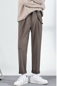 2025秋冬新款痞帅毛呢休闲西裤男休闲小直筒长裤A202K2048P60图片