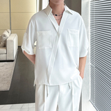 2025夏新中式V领禁欲系冰丝衬衫男痞帅短袖宽松衬衣A202CS128P55，男装衬衫，星座1311（原A202）