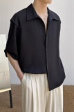 2025夏季新款冰丝高级感轻熟痞帅男士落肩短袖衬衫潮A202CS218P60，男装T恤，星座1311（原A202）