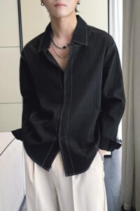 2025春夏男士新款肌理感禁欲系INS宽松落肩长袖衬衫A202CS8010P65图片
