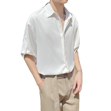 2025夏新款高级男士冰丝轻熟风暗扣短袖衬衫抖音A202CS119P60，男装T恤，星座1311（原A202）