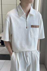 2025夏季男士高品质宽松短袖polo衫潮流英伦翻领t恤 A202T2018P50图片