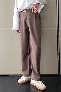 2025轻熟风宽松腰带装饰休闲长裤小直筒男裤子A202K0030P65图片