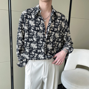 2025春夏新款男碎花长袖衬衫防晒上衣抖音衬衣A202CS9210P60，男装防晒衣，星座1311（原A202）