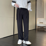 2025春夏轻熟风宽松腰带装饰休闲长裤韩版潮流男裤子A202K0031P65，男装休闲裤，星座1311（原A202）