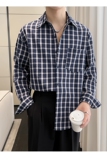 2025秋冬新款蓝色格子男长袖衬衫英伦宽松落肩上衣A202CS2011P65，男装衬衫，星座1311（原A202）