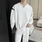2025春季新款男士重磅V领卫衣宽松套头拼色长袖上衣A202WY320P75，男装卫衣，星座1311（原A202）