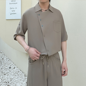 轻熟风短袖衬衫男士夏季痞帅冰丝透气高级感上衣1311CS3918P60图片
