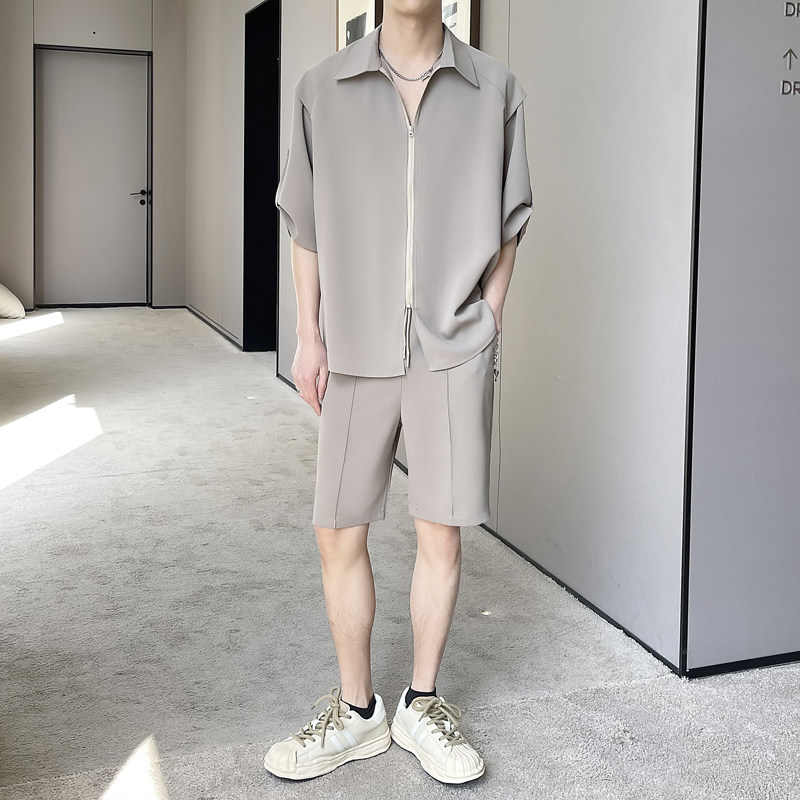 2025夏季新款高级感冰丝轻熟痞帅短袖衬衫短裤套装A202TZ18P110,男装牛仔裤,星座1311（原A202）