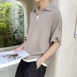 冰丝轻奢垂坠感宽松套头假两件短袖衬衫抖音A202CS013P55控78，男装T恤，星座1311（原A202）