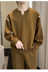 2025春季新款男士重磅V领卫衣宽松套头拼色长袖上衣A202WY320P75图片