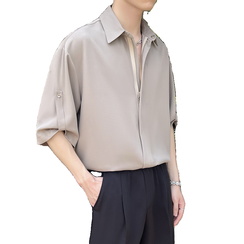 2025新款春夏冰丝短袖衬衫轻熟风宽松落肩衬衣A202CS719P60,男装T恤,星座1311（原A202）