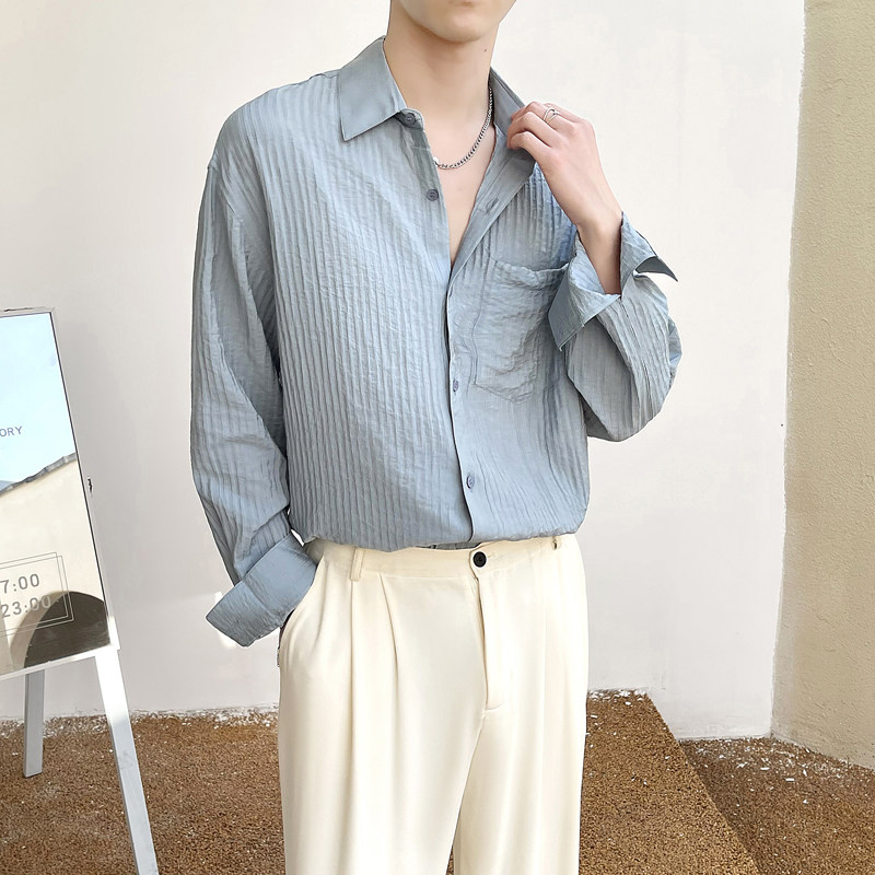 2025春夏新款轻熟男士防晒落肩宽松长袖衬衫A202CS9212P65,男装防晒衣,星座1311（原A202）