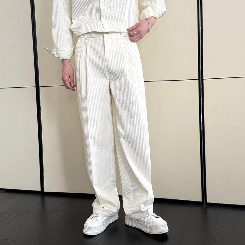 2025春夏新款男士宽松直筒拖地轻奢高级感ins休闲裤潮A202K621P65图片