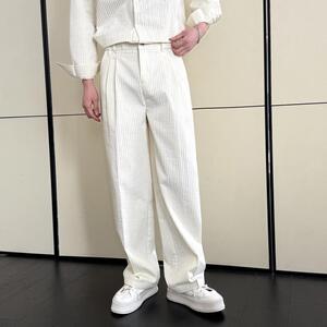 2025春夏新款男士宽松直筒拖地轻奢高级感ins休闲裤潮A202K621P65图片