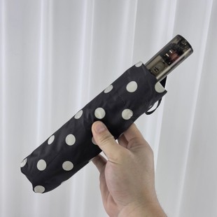 【日式黑白波点】机械全自动节节收轻量黑胶防风速干折叠晴雨伞女