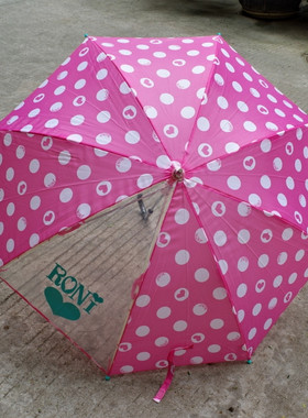 可爱芭比粉日本单RONI女孩学生长柄雨伞一片透明纤维骨雨伞