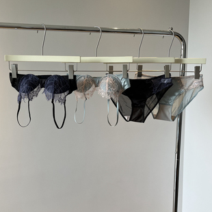 胸罩透气薄款 法式 睫毛蕾丝性感纯欲内衣女软钢圈上托聚拢文胸套装