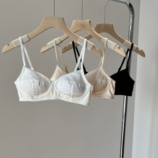 无钢圈舒适柔软胸罩美背文胸女聚拢夏季 缎面小胸法式 内衣女薄款
