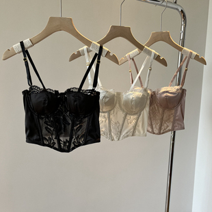 性感内衣女半杯小胸聚拢鱼骨束腰胸衣吊带蕾丝法式 文胸纯欲风夏季