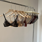 聚拢三角杯胸罩夏季 性感纯欲性感内衣女无钢圈薄款 文胸套装 法式