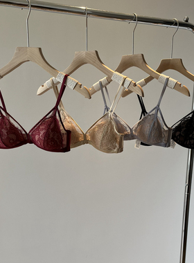 红色本命年内衣女无钢圈薄款法式蕾丝三角杯性感文胸小胸聚拢胸罩