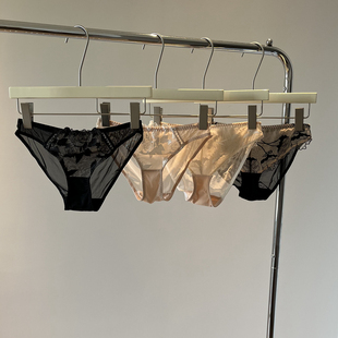 2024夏季 网纱内裤 女纯欲低腰性感刺绣蕾丝黑色女士舒适透气三角裤