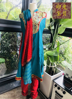 印度巴基斯坦宝莱坞女士纱丽克米兹salwar kameez头纱裤子三件套