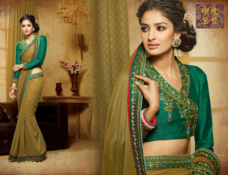 现货印度进口高档女士纱丽saree服装 女装 成衣两件套包邮设计师