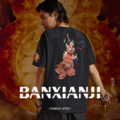 休闲国潮男装 短袖 新中式 半闲集＜无量乾坤＞国风t恤莲花刺绣夏季