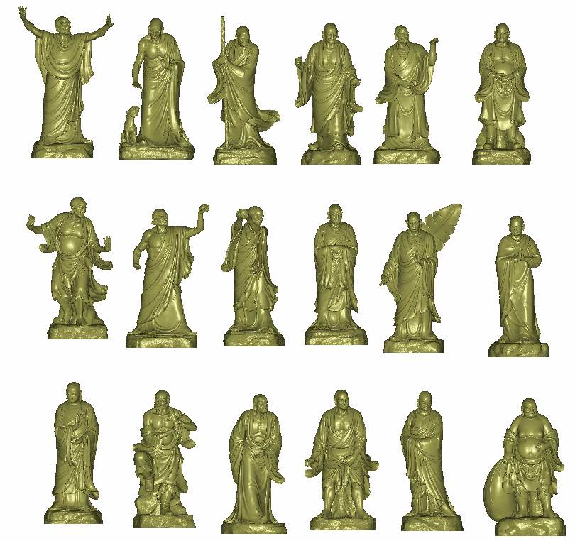 精雕图圆雕佛像人物站立 十八罗汉STL 18罗汉灰度图东阳木雕工艺