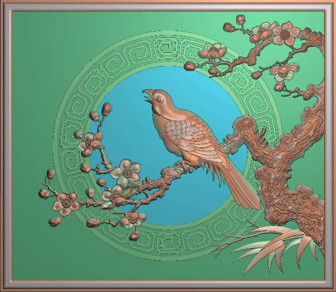 精雕图梅花鸟 花鸟花板290-2 东阳木雕工艺品挂件挂屏屏风手工