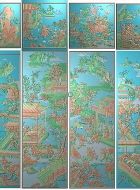 百子顶箱柜0215东阳木雕工艺品挂件挂屏家具扫描精雕图