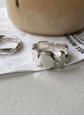 指环925纯银不规则宽面设计师款