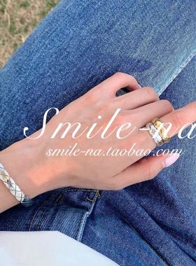 韩国进口ins超质感菱形格纹手镯