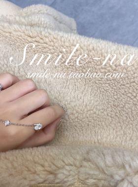 欧美水滴锆石晶钻连体开口戒指