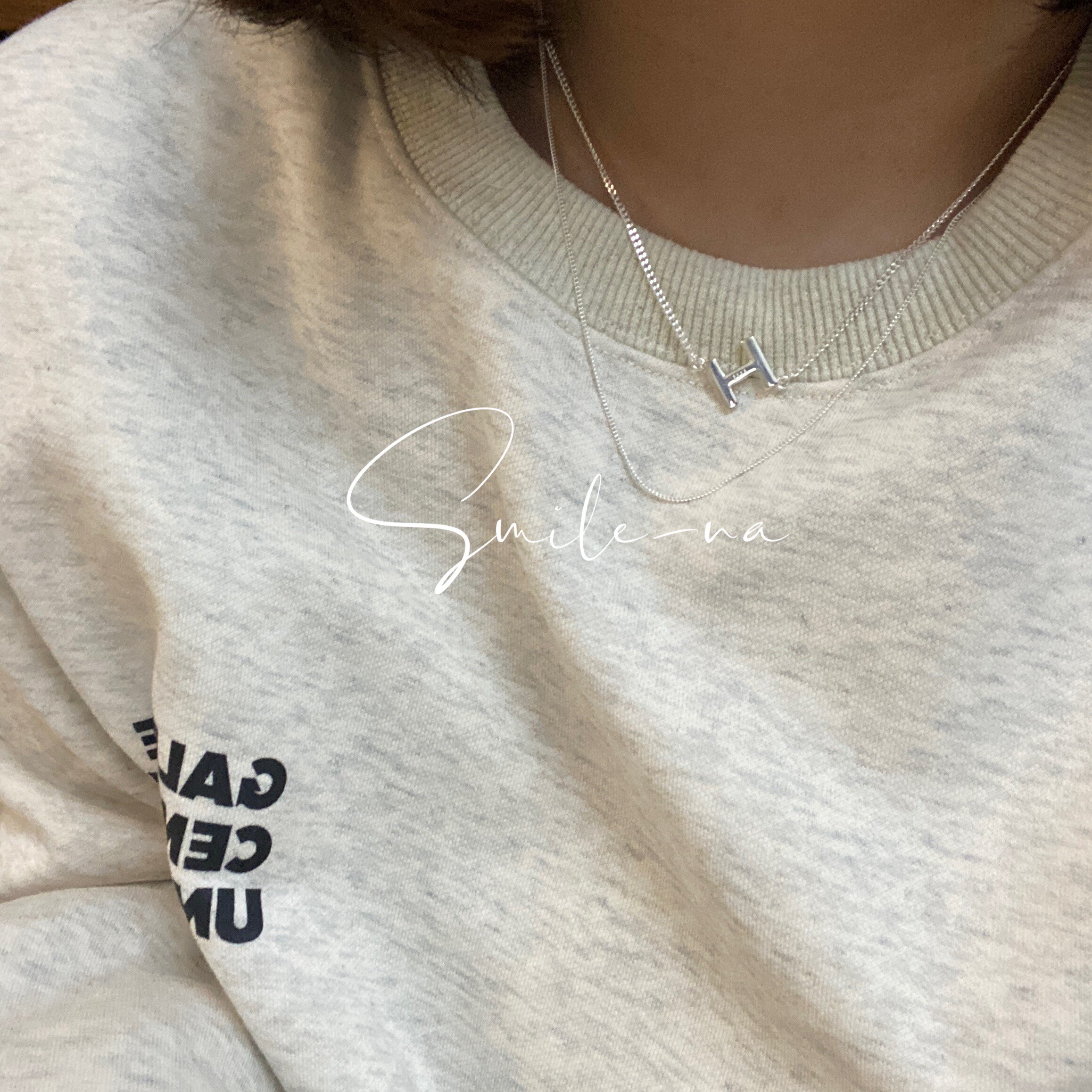 韩国进口小众款925纯银双层坦克链字母H项链 时尚百搭锁骨链